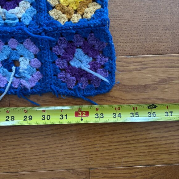 Vintage Handmade Granny Square Afghan 60" x 34" - Picture 3 of 5